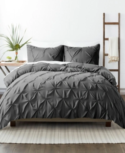 Shop Ienjoy Home Home Collection Premium Ultra Soft 3 Piece Pinch Pleat Duvet Cover Set, King/california King In Gray