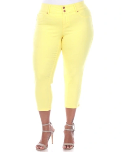 Shop White Mark Plus Size Capri Jeans In Yellow