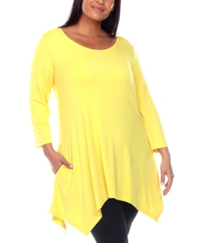 Shop White Mark Plus Size Makayla Tunic Top In Yellow