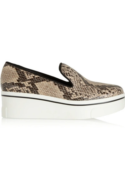 Stella Mccartney Glossed Snake-effect Faux Leather Sneakers In Animal Print