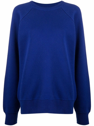 Shop Barrie Crewneck Cashmere-cotton Sweatshirt In Blau
