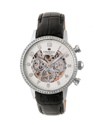 Shop Empress Beatrice Automatic Silver Case, Black Leather Watch 38mm