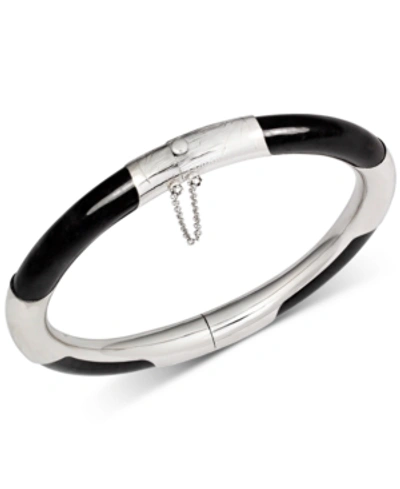 Macy's Dyed Green Jade (7mm) Bangle Bracelet In Sterling Silver (also Available In Red, Black And Green And In Black