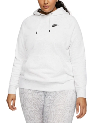 Shop Nike Women's Plus Size Essential Hoodie In Birch Heather/white/black