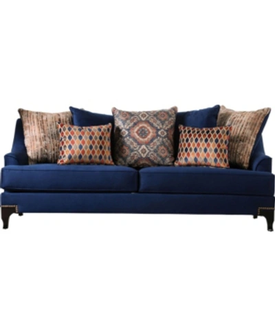 Shop Furniture Of America Allyson Upholstered Sofa In Blue