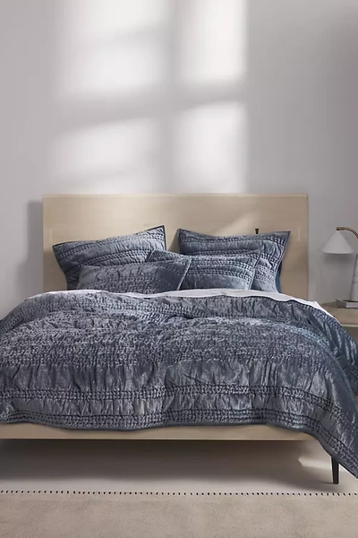 Shop Anthropologie Lustered Velvet Alastair Quilt By  In Blue Size Kg Top/bed