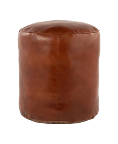 Shop Lumisource Cobbler Industrial Pouf In Brown Leather