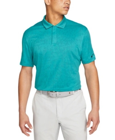 Shop Nike Men's Tiger Woods Dri-fit Adv Performance Pixel-print Golf Polo Shirt In Bluster Teal