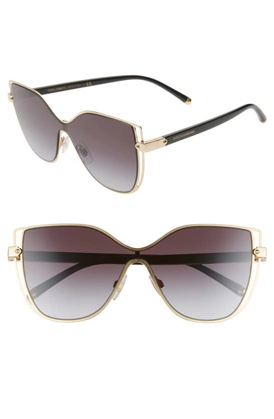 Shop Dolce & Gabbana 128mm Cat Eye Sunglasses In Gold/ Grey Gradient