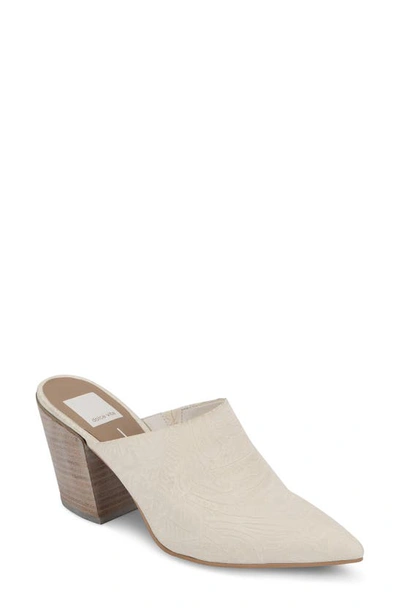 Shop Dolce Vita Angela Pointy Toe Mule In Ivory Embossed Leather
