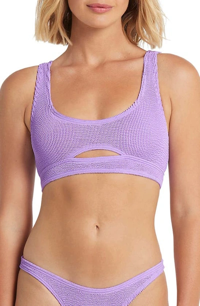 Shop Bound By Bond-eye The Sasha Cutout Ribbed Bikini Top In Lavender