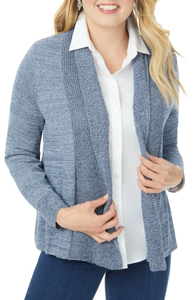 Foxcroft Open Front A-line Cardigan In Denim Blue