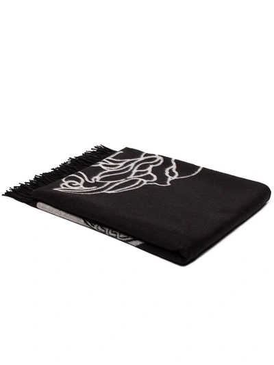 Shop Versace Greca Motif Blanket In 黑色