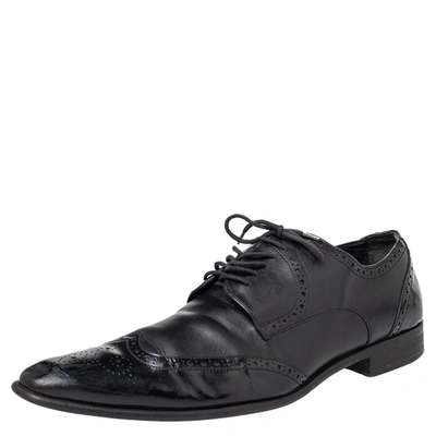 Pre-owned Dolce & Gabbana Black Brogue Leather Lace Up Derby Size 43