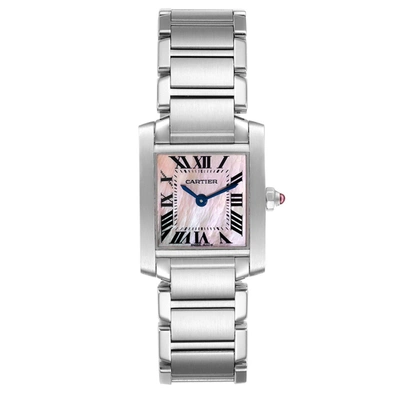Shop Cartier Tank Francaise Pink Mother Of Pearl Steel Ladies Watch W51028q3 In Not Applicable