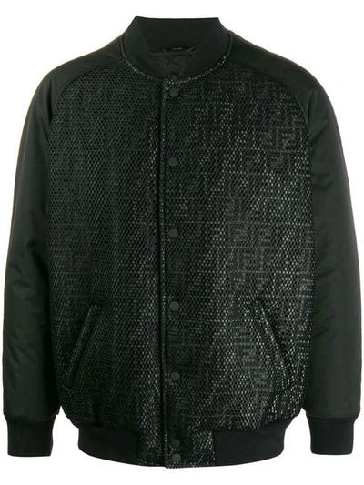 Shop Fendi Ff Logo Bomber Jacket In Black