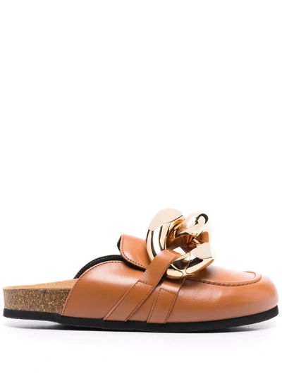 Shop Jw Anderson Chain Loafer Slip-on Mules In Brown