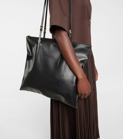 Shop Jil Sander Holster Small Leather Tote In 黑色