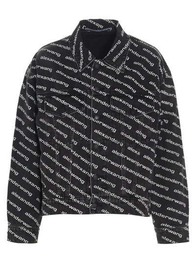 Shop Alexander Wang All Over Logo Print Jacket In Black