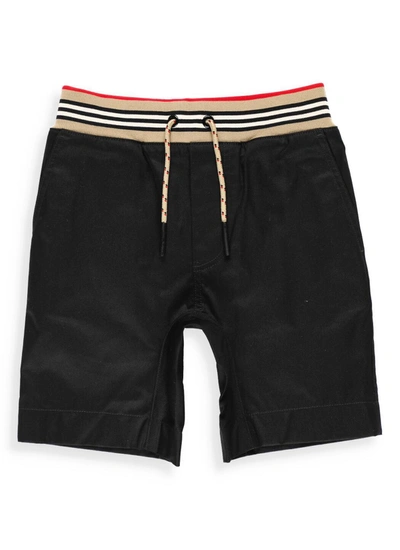 Shop Burberry Kids Icon Stripe Twill Shorts In Black