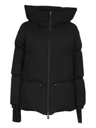 Shop Herno Hooded Zipped Down Coat In Black