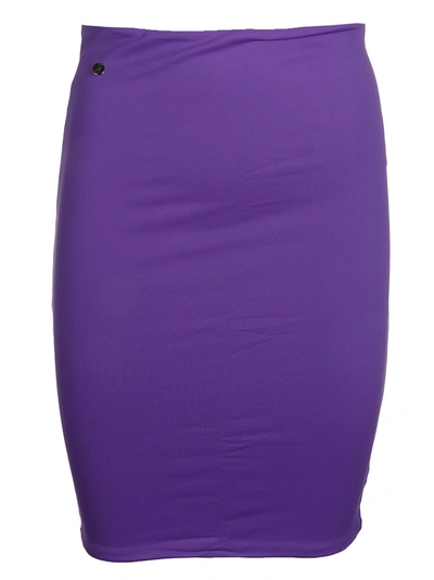 Shop Attico The  Logo Charm Mini Pencil Skirt In Purple