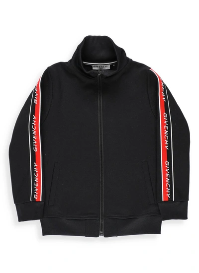 Shop Givenchy Kids Logo Band Zipped Track Jacket In Black