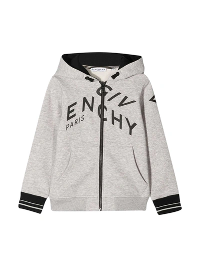 Shop Givenchy Kids Refracted Logo Hooded Jacket In Grey