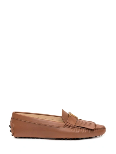 Shop Tod's Gommino Logo Plaque Loafers In Brown