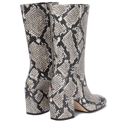 Shop Aeyde Lori Snake-print Leather Boots In Grey