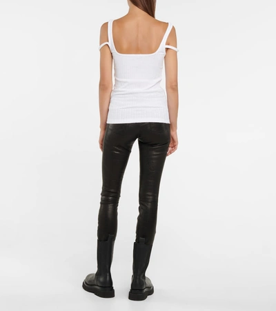 Shop Helmut Lang Ribbed Cotton Tank In White