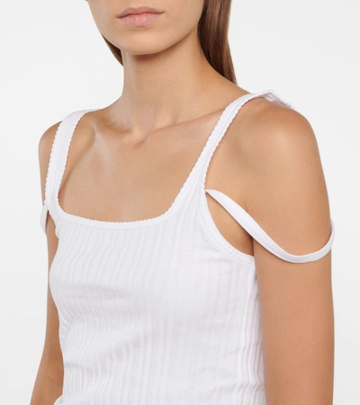 Shop Helmut Lang Ribbed Cotton Tank In White