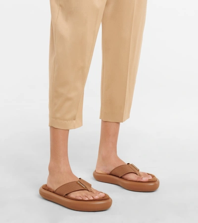 Shop Stella Mccartney Air Slide Faux Fur Thong Sandals In Brown