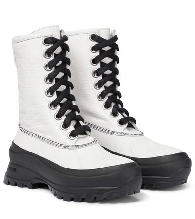 Shop Jil Sander Leather Combat Boots In White