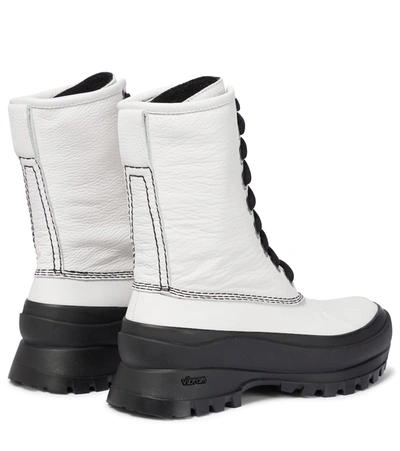Shop Jil Sander Leather Combat Boots In White