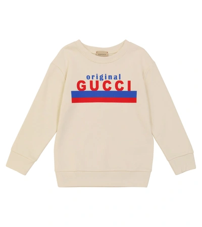 Shop Gucci Long-sleeved Cotton Sweatshirt In White