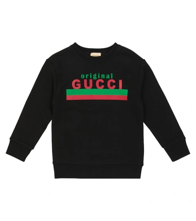 Shop Gucci Long-sleeved Cotton Sweatshirt In Black