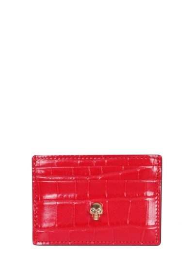 Shop Alexander Mcqueen Card Holder With Skull In Red