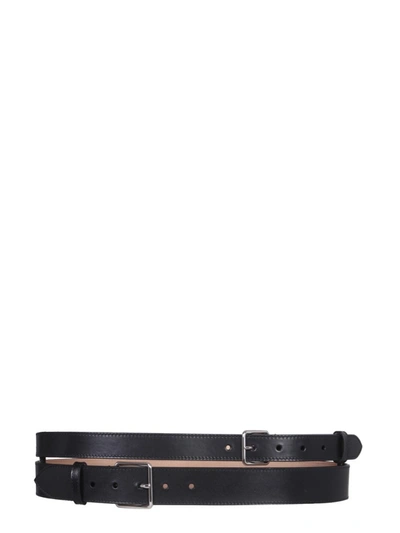 Shop Alexander Mcqueen Double Thin Belt In Black