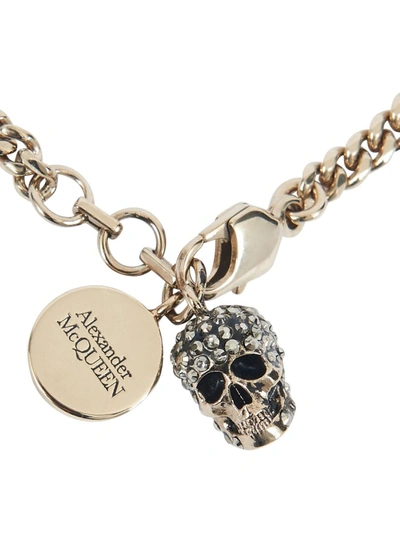 Shop Alexander Mcqueen Pavè Skull Bracelet In Gold