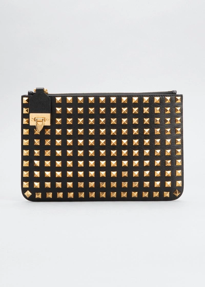 Shop Valentino Rockstud Small Flap Pouch Wallet In Black