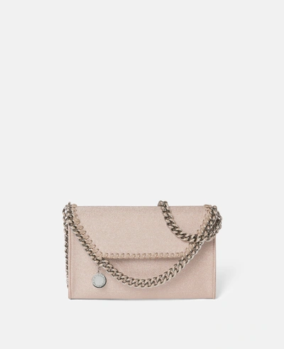 Shop Stella Mccartney - Falabella Glitter Mini Shoulder Bag In Misty Rose