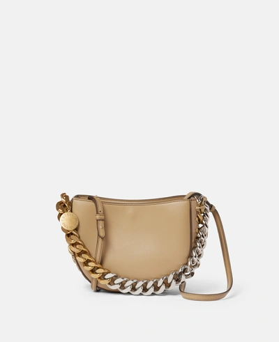 Shop Stella Mccartney Frayme Small Shoulder Bag In Sand