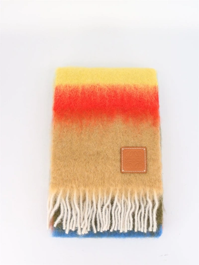Shop Loewe Striped Mohair Scarf In Multicolor