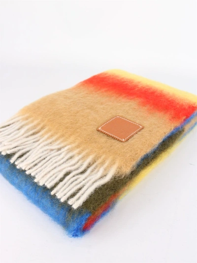 Shop Loewe Striped Mohair Scarf In Multicolor