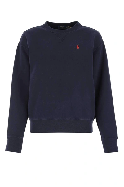 Shop Polo Ralph Lauren Logo Embroidered Sweatshirt In Navy