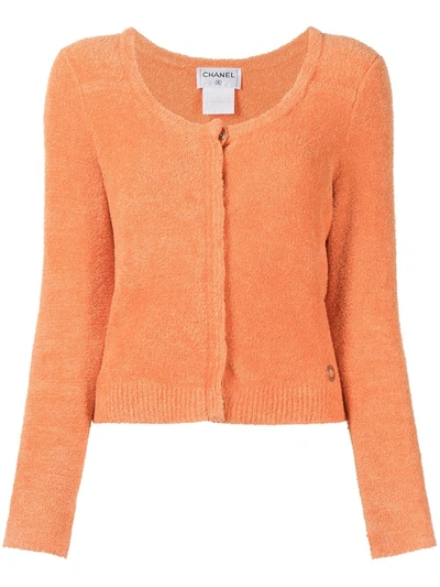 Pre-owned Chanel 2000s Cc Knitted Cardigan In Orange
