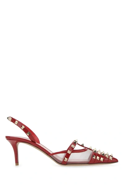 Shop Valentino Garavani Rockstud Slingback Pumps In Red