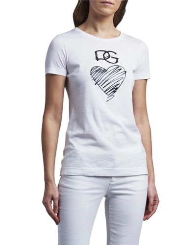 Shop Dolce & Gabbana Dg Heart T-shirt In White