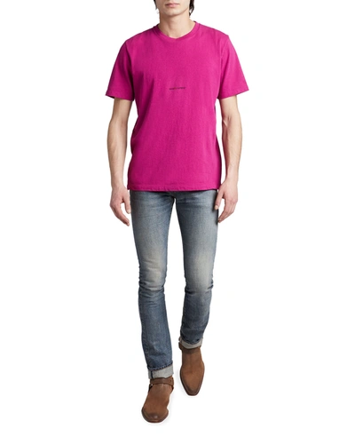 Shop Saint Laurent Men's Rive Gauche Small-logo T-shirt In Fuxia/blk